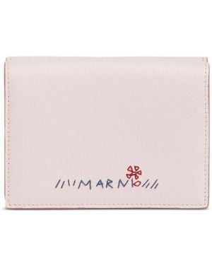 Marni Flower-Embroidered Wallet - Pink