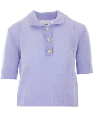 Lisa Yang Masy Gebreid Poloshirt - Paars