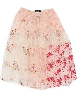 Simone Rocha Patchwork Sheer Midi Skirt - Pink