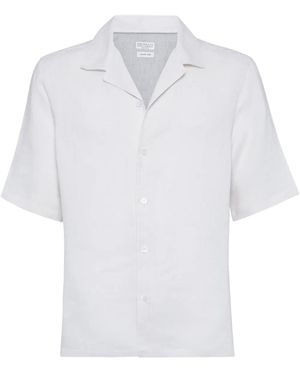 Brunello Cucinelli Camicia A Maniche Corte - Bianco