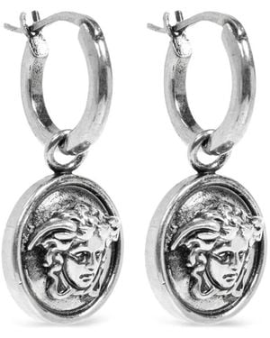 Versace Medusa Medallion Drop Earrings - White