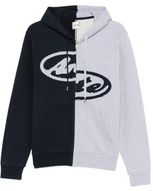 Arte' Split Logo Zip Hoodie - Blue