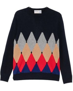 Ballantyne Argyle-Intarsia Sweater - Black