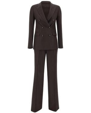Tagliatore Parigi Double-Breasted Wide-Leg Suit - Black