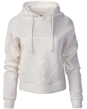 Guess Logo-Detail Hoodie - White