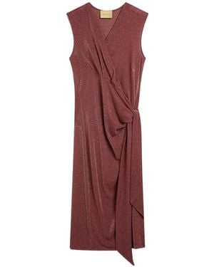 Momoní Roca Draped V-Neck Sleeveless Midi Dress - Red