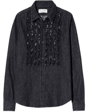 Nili Lotan Emilie Ruffled Denim Shirt - Blue