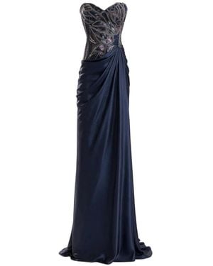 Gemy Maalouf Beaded Sweetheart Dress - Blue