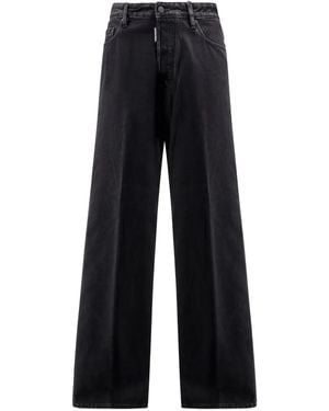 DSquared² Leather-Patch Jeans - Blue