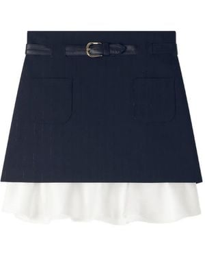 Sandro Pinstripe Ruffled Skirt - Blue