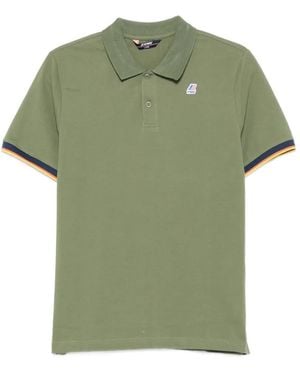 K-Way Vincent Logo-Patch Striped-Trim Polo Shirt - Green