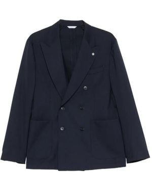 Manuel Ritz Double-Breasted Blazer - Blue