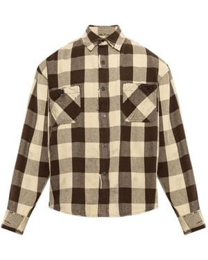 DIESEL Check Distressed Shirt - Brown