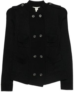 Psophia Double-Breasted Button-Up Cardigan - Black
