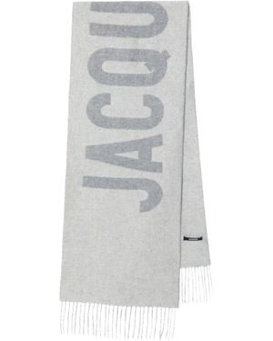 Jacquemus Fringe Logo Scarf - Gray