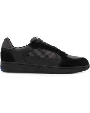 Burberry Baskets En Cuir À Carreaux Check - Black