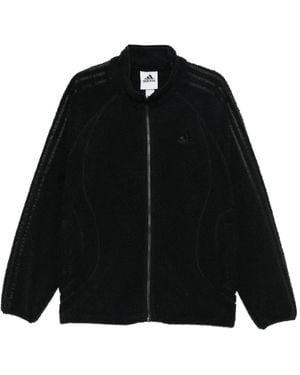 adidas Originals Borg スリーストライプ ジップ スウェットシャツ - ブラック