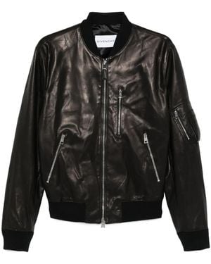 Givenchy Leather Zip-Up Bomber Jacket - Black