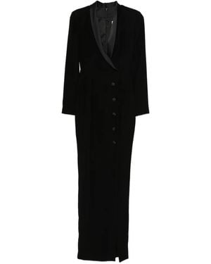 SILK LOVE & LACE Scarlet Button Maxi Dress - Black
