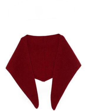 N.Peal Cashmere Ribbed Triangle Scarf - Red