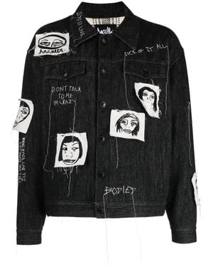 Haculla Sick Of It All Embroidered Denim Jacket - Black