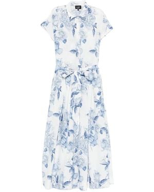 LAVI COUTURE Bellell Floral-Print Tied-Waist Midi Dress - Blue