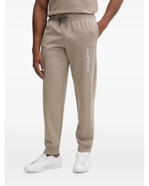 EA7 Logo-Print Drawstring Track Trousers - Natural