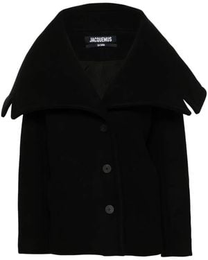 Jacquemus Oversized Virgin Wool Coat - Black