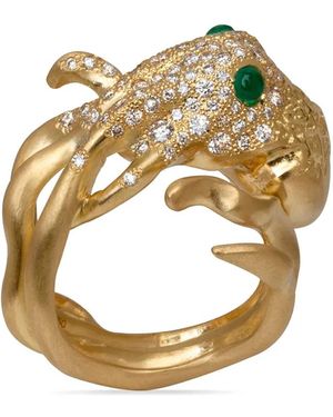 Gaelle Khouri 18kt Yellow La Pieuvre Diamond And Emerald Ring - Metallic