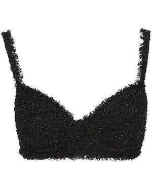 Balenciaga Bustier-Style Tweed Crop Top - Black