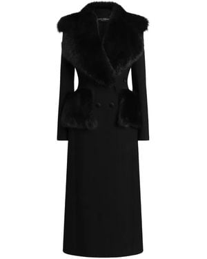 Dolce & Gabbana Double-Breasted Wool Gabardine Coat - Black