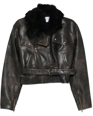 Alex Perry Fur Belted Jacket - Black