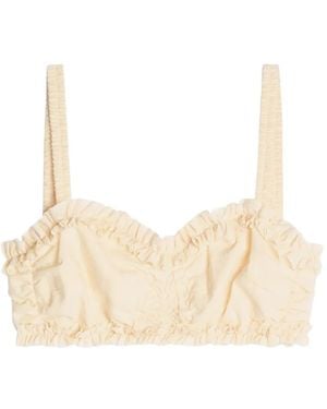 Dries Van Noten Ruffled Cotton Bra Top - Natural