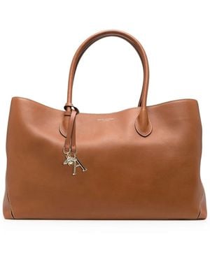 Aspinal of London Logo-Print Leather Tote Bag - Brown