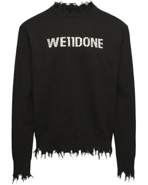 we11done Maglione Con Strass - Nero