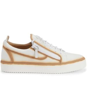 Giuseppe Zanotti Frankie Seam-Detail Double-Zip Low-Top Trainers - White