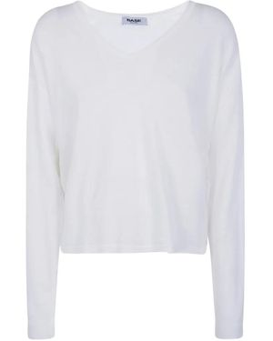 Base London Pull En Maille À Col V - White
