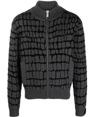 Versace Intarsien-Sweatshirt Mit Reißverschluss - Schwarz