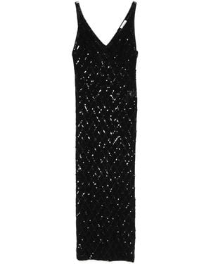 P.A.R.O.S.H. Semi-Sheer Maxi Dress - Black