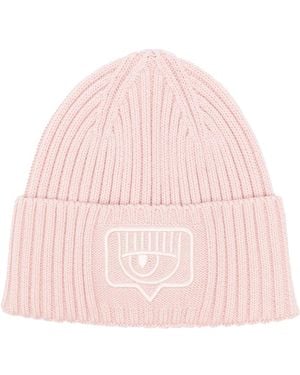 Chiara Ferragni Beanie Maxi Eyelike Embroidery Hat Accessories - Pink