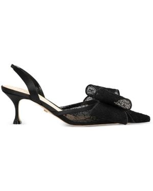 Mach & Mach Le Cadeau Lace Slingback Pumps - Black