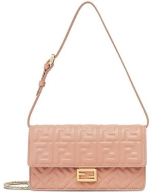 Fendi Ff-Motif Shoulder Bag - Pink