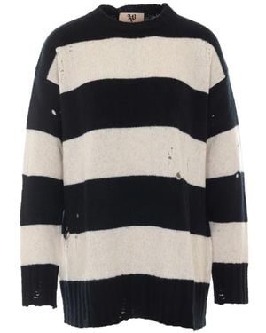 Aniye By Lilith Distressed Striped Jumper - Black