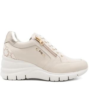 Nero Giardini Zip-Up Panelled Trainers - White
