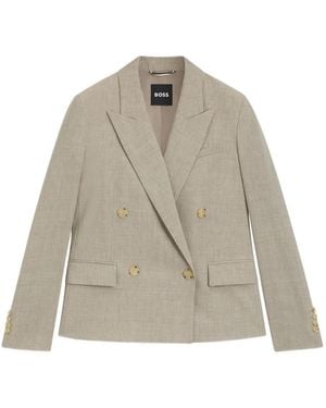 BOSS Double-Breasted Wool Blazer - White