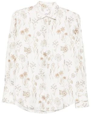 Amina Rubinacci Camicia A Fiori A Maniche Lunghe - Bianco