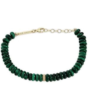 Zoe Chicco 14 Diamond And Malachite Bracelet - Metallic