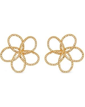 Oscar de la Renta Flower-Embellished Earrings - Metallic