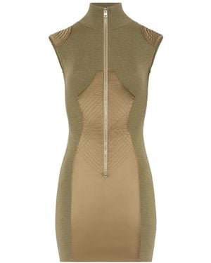 Jean Paul Gaultier Ribbed Front-Zip Mini Dress - Green