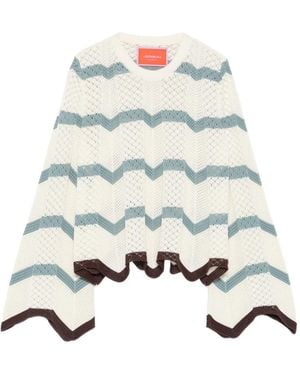 La DoubleJ Chevron-Knit Scalloped-Edge Knit - White